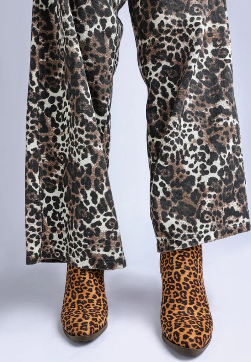 Lunara Leopard Print Block Heel Boots