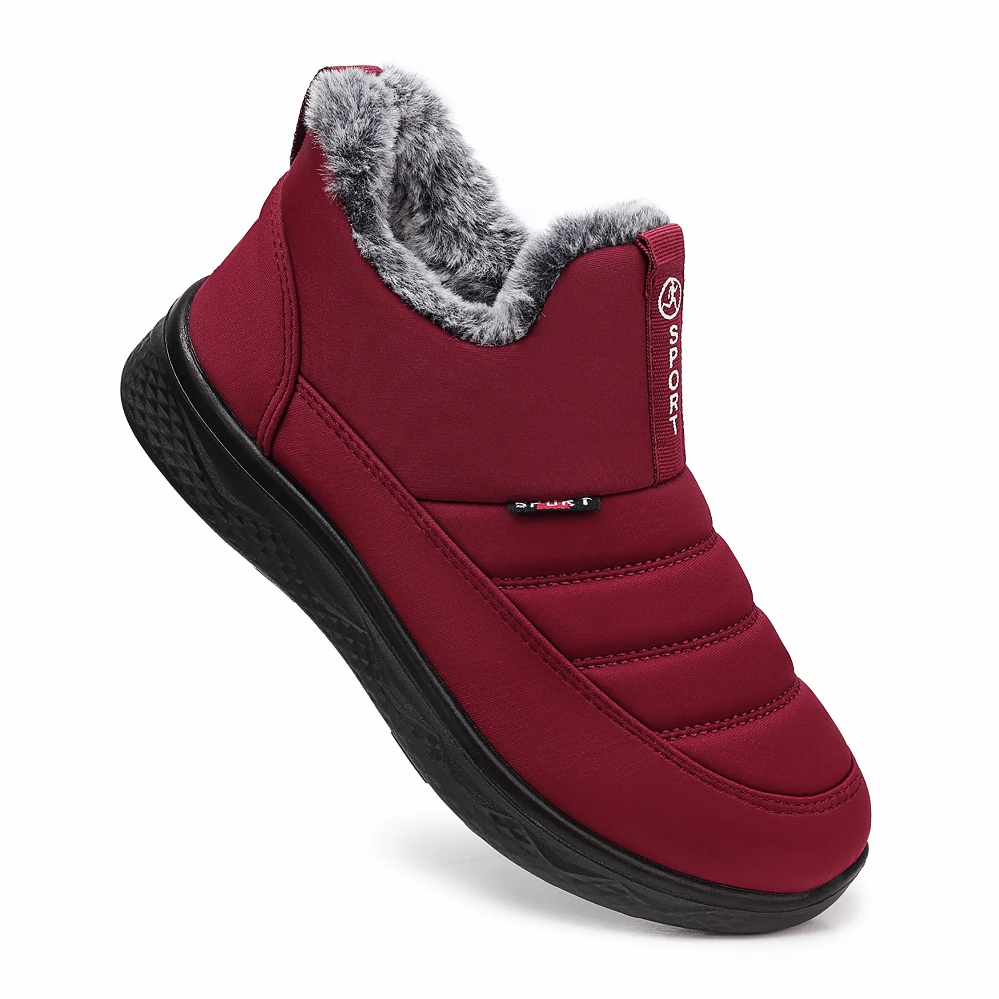 Winter Snow Boots for Women Warm Faux Fur Lined Ankle Boots Waterproof Insulated Slip on Booties Comfortable Winter Shoes Outdoor Short Red Boots