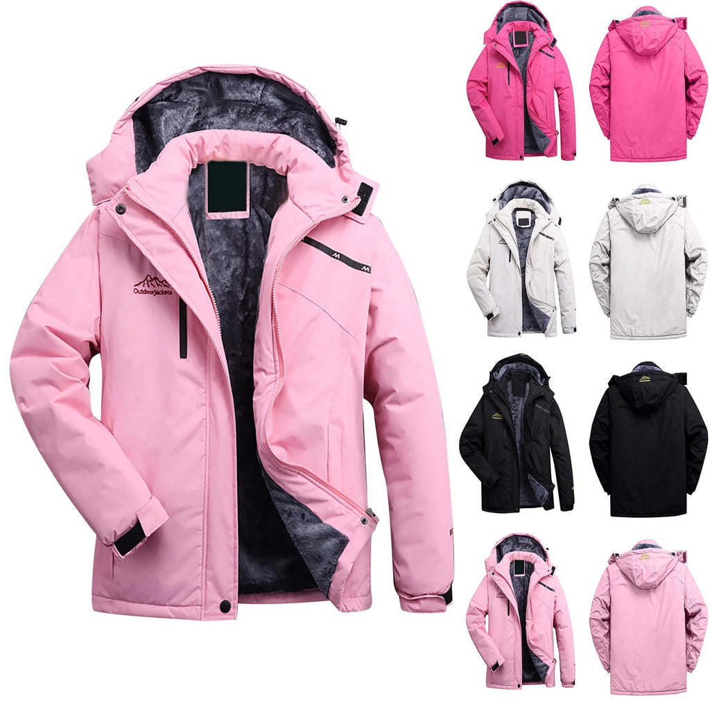 APEXFWDT Women'S Ski Jackets Fleece Hood Mountain Snowboarding Snow Coat Winter Warm Windbreaker Jackets for Rain Snow Outdoor Hiking