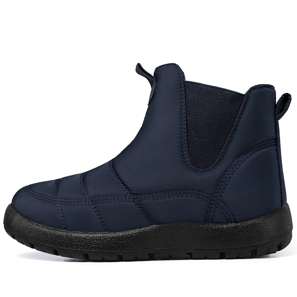 Womens Winter Snow Boots Warm Faux Fur Lined Ankle Boot Waterproof Slip on Short Booties Comfortable Outdoor Walking Boots Blue Size 6